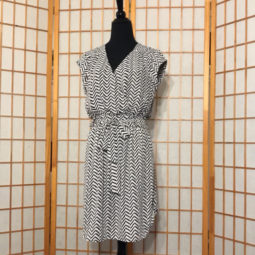 Black and white chevron stripe dress